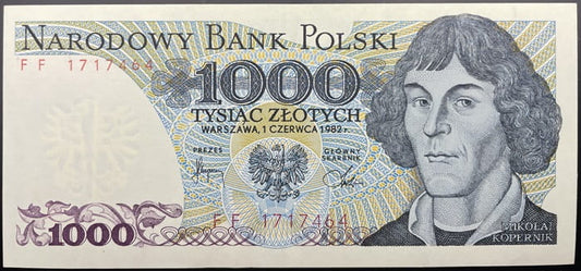 Banknot 1000 zł 1982 Mikołaj Kopernik stan 2