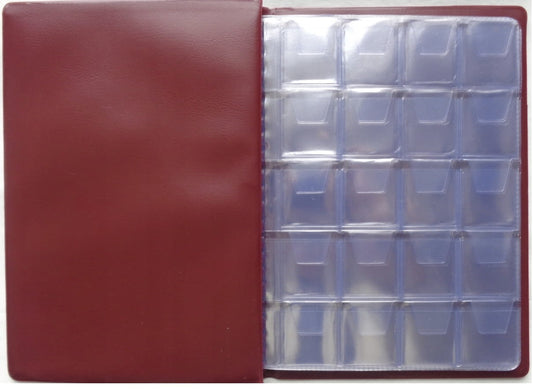 Klaser na monety 160 okienek 25x25 mm bordowy
